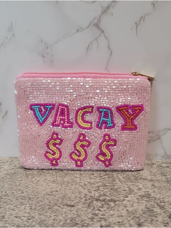 Handbags - Vacay Money $$$ Beaded Coin purse Pastel